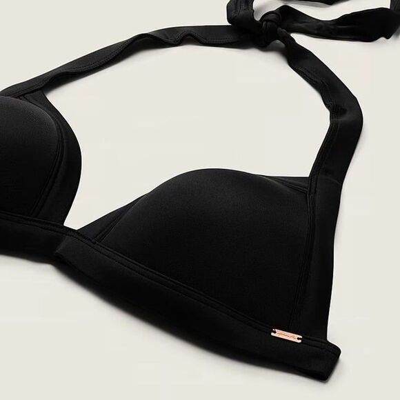 Pink Victoria's Secret Sz XXL Black Push Up Bra Swim Top - Picture 8 of 11